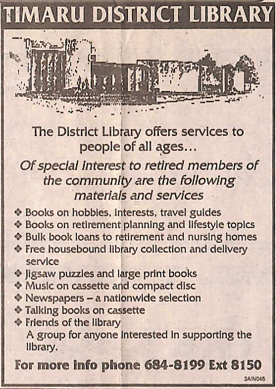 Timaru District Library advertisement