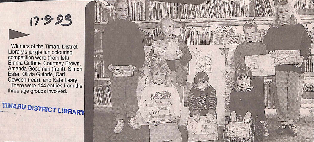 Winners of the Timaru District Library's jungle fun colouring competition