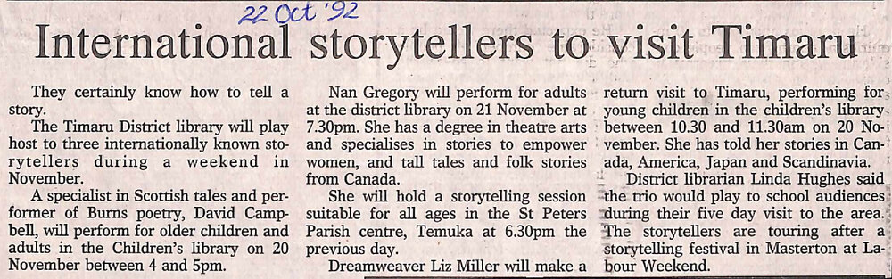 International storytellers to visit Timaru