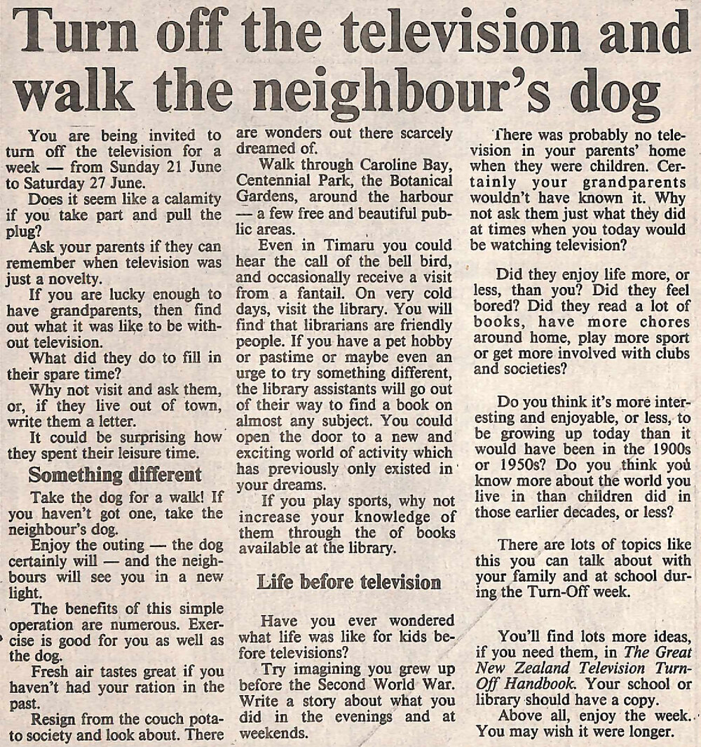 Turn off the television and walk the neighbour's dog