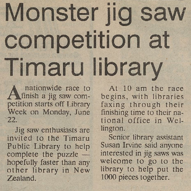 Monster jigsaw competition at Timaru Library