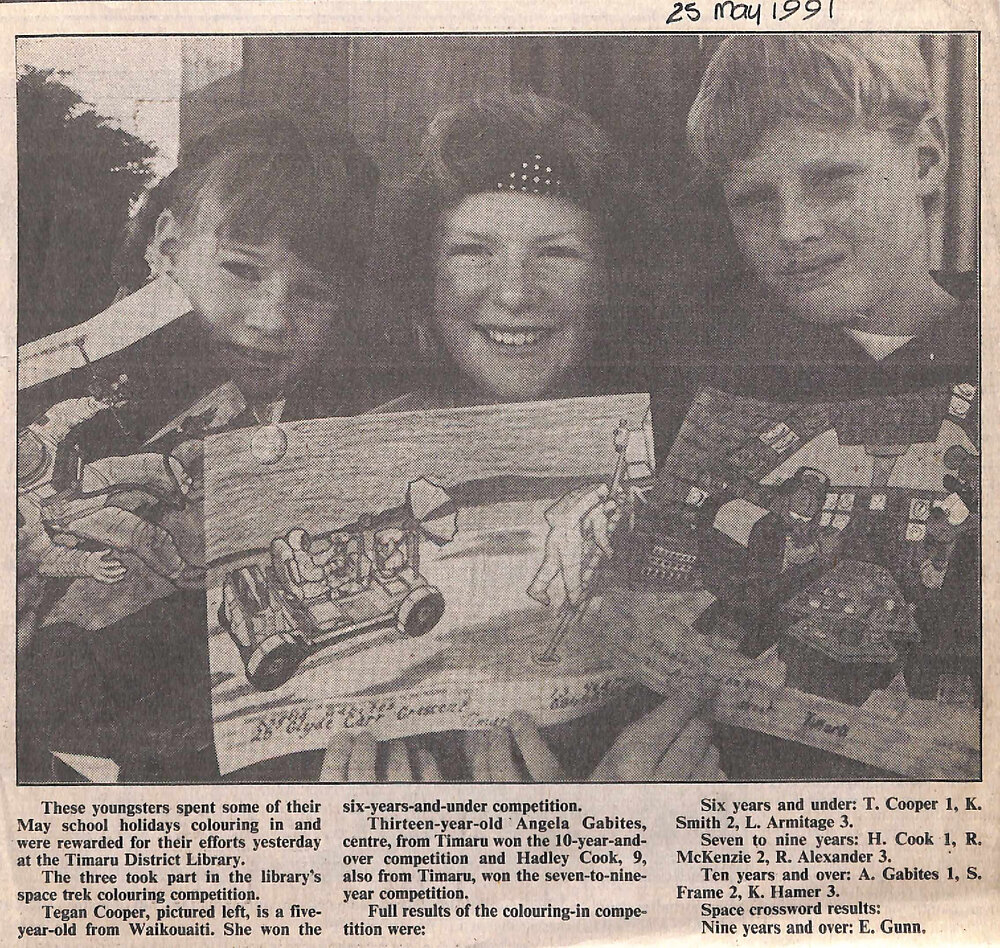 Timaru Library space trek colouring competition