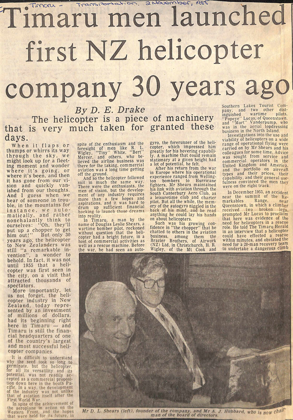 Timaru men launched first NZ helicopter company 30 years ago