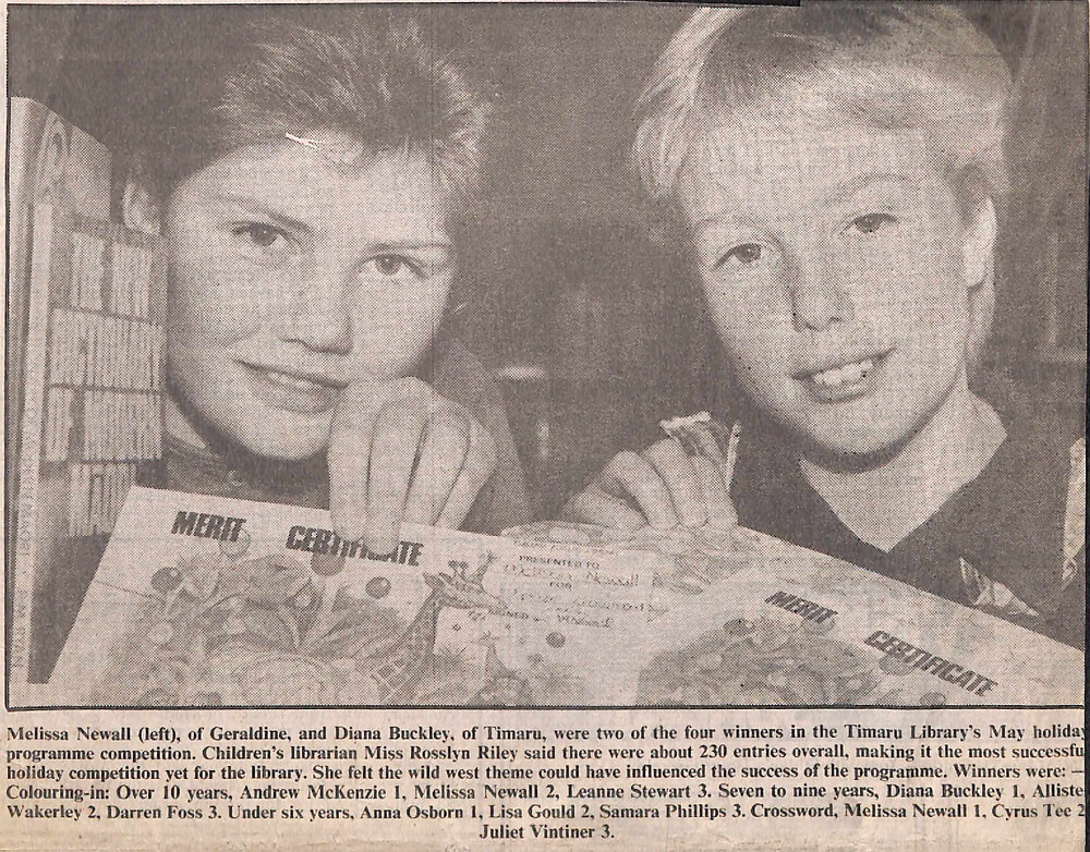 Winners in the Timaru Library's May holiday programme