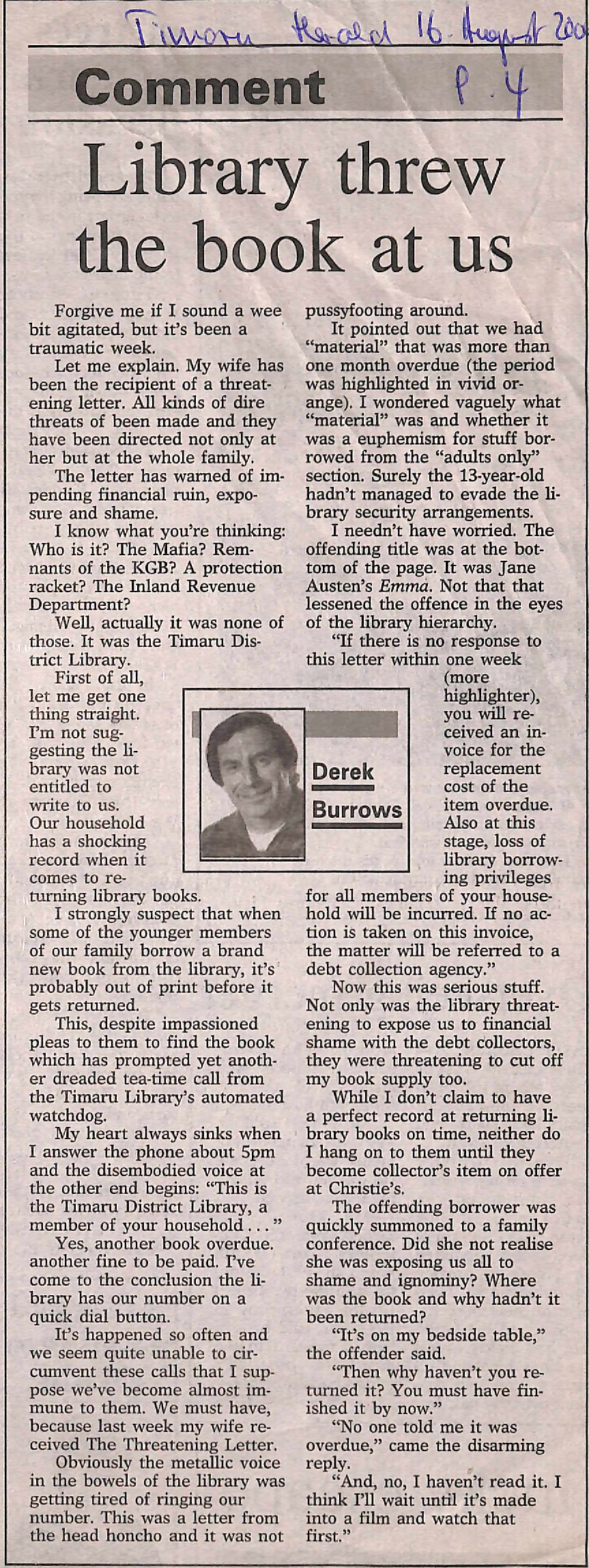 Comment: Library threw the book at us