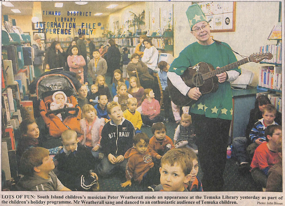 Lots of fun: South Island children's musician Peter Weatherall makes appearance at Temuka Library 