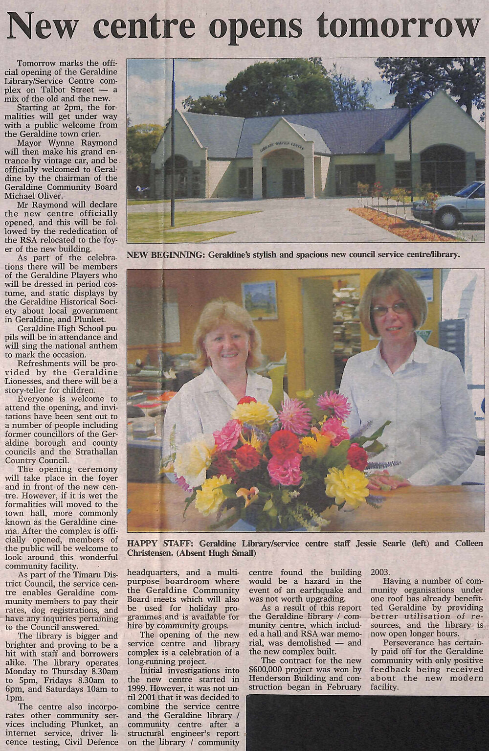New centre opens tomorrow
