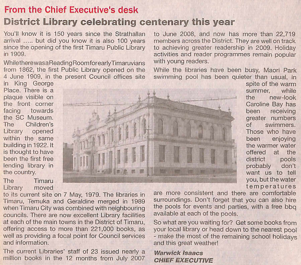 From the Chief Executive's Desk: District Library celebrating centenary this year