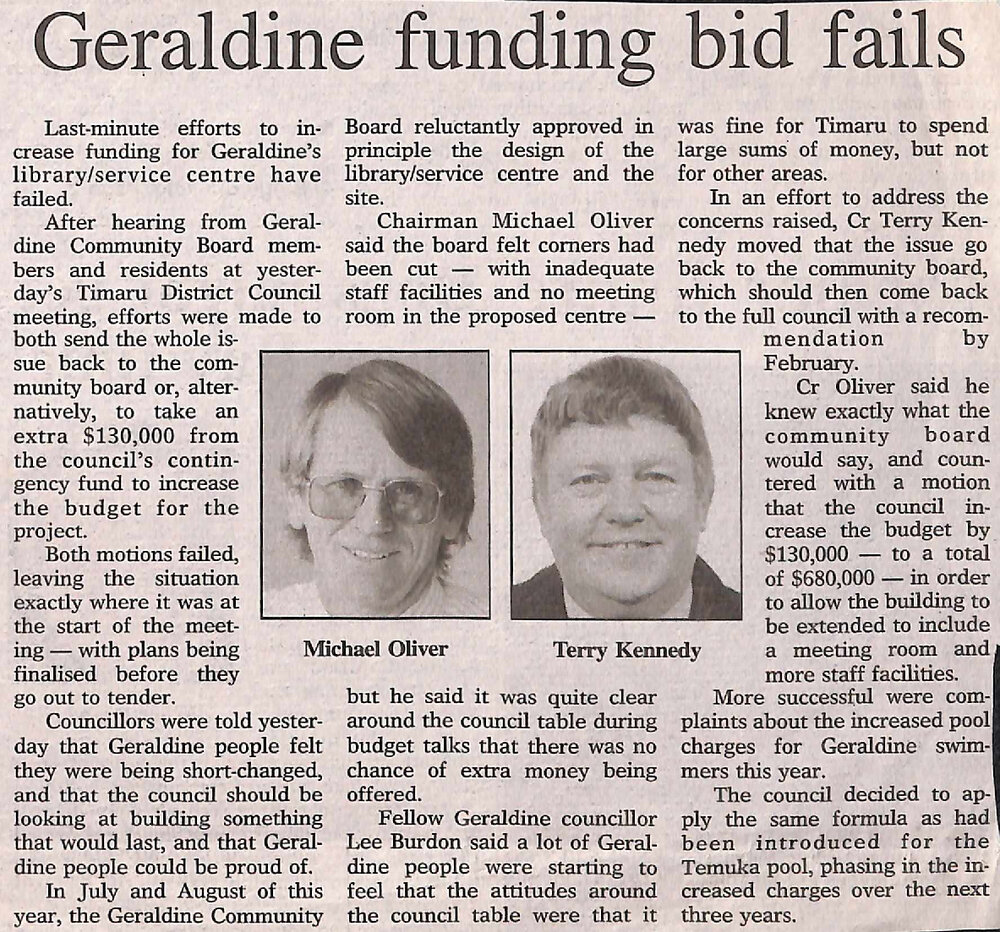 Geraldine funding bid fails