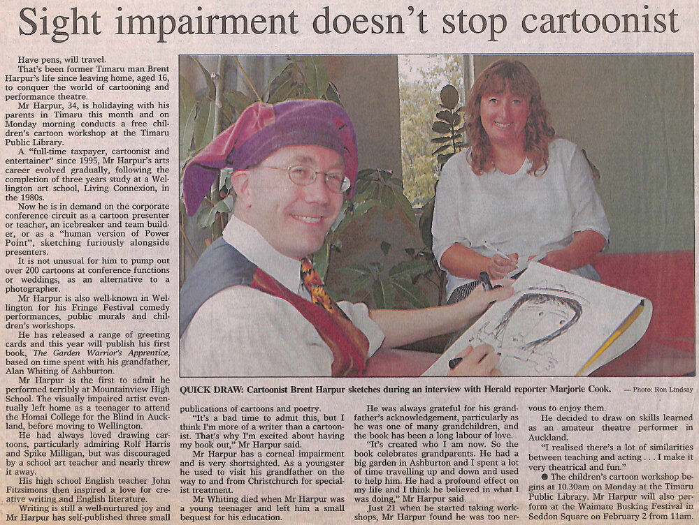 Sight impairment doesn't stop cartoonist