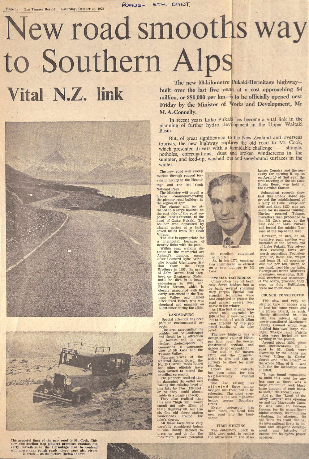 New road smooths way to Southern Alps, Vital NZ link