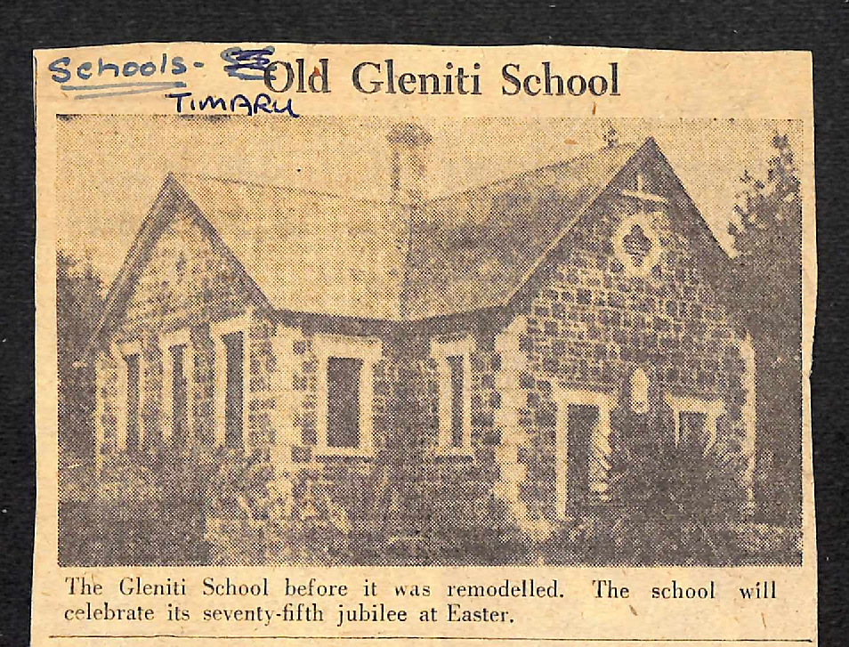Old Gleniti School / Seventy-Fifth Jubilee To Be Celebrated By Gleniti School