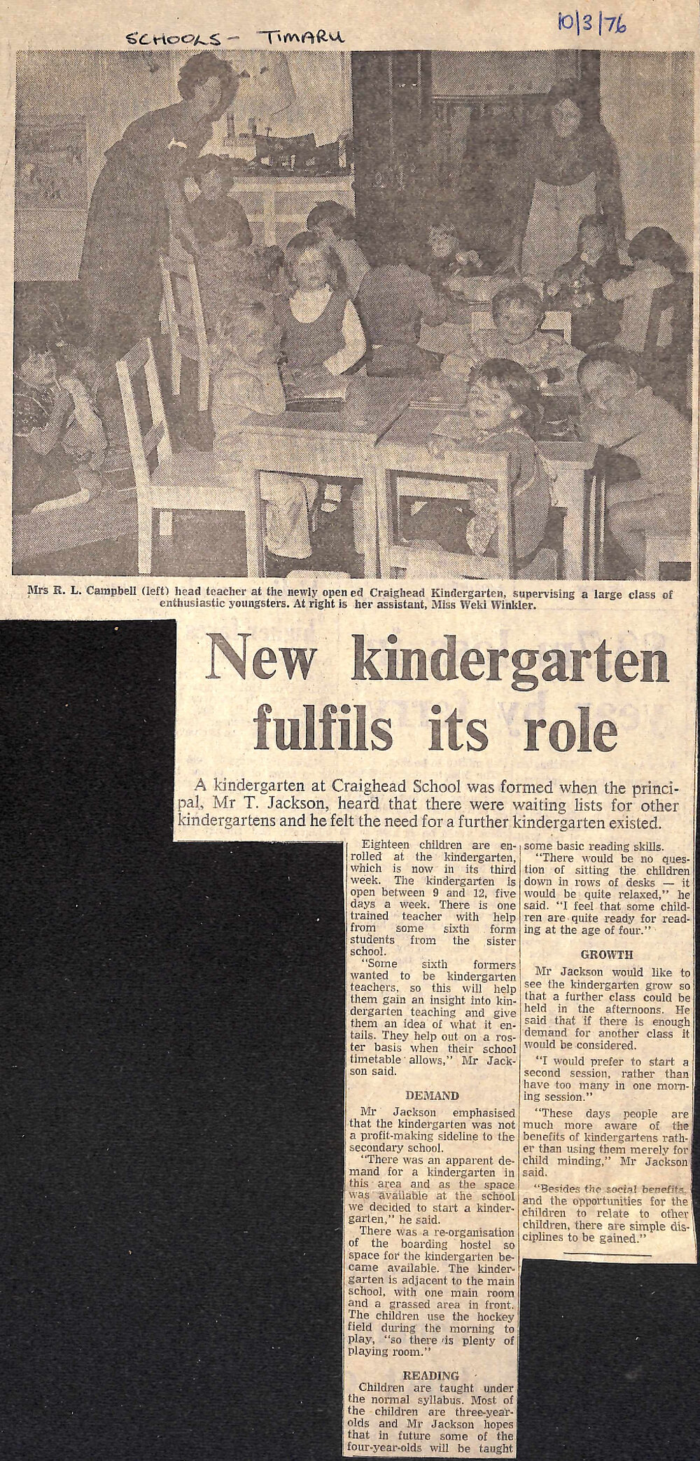 New kindergarten fufils its role