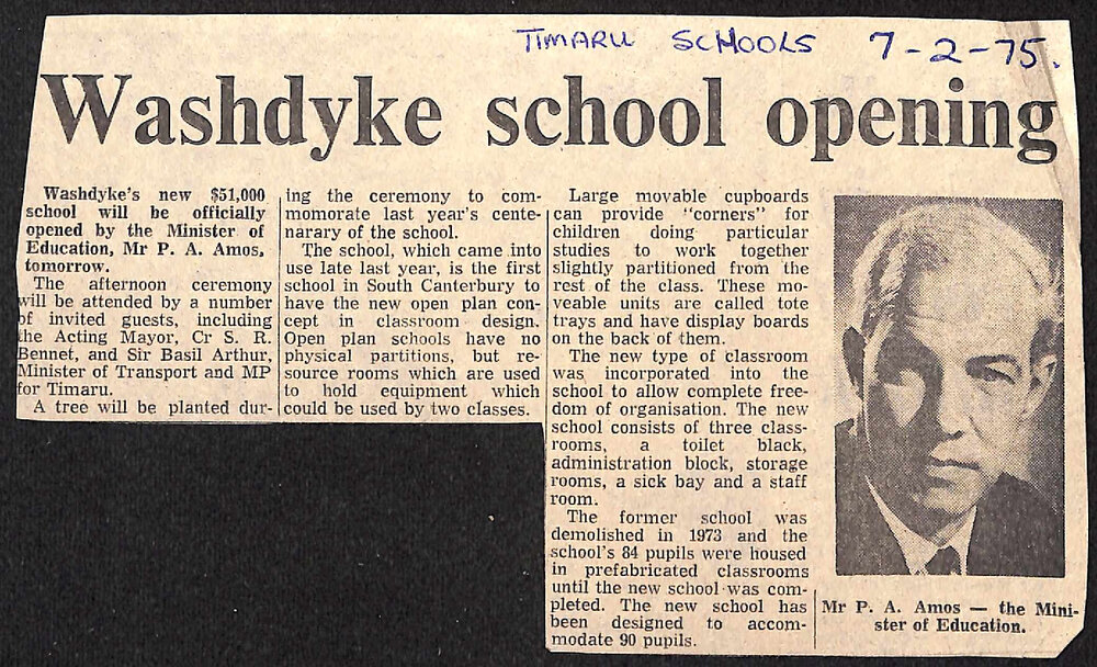 Washdyke School Opening