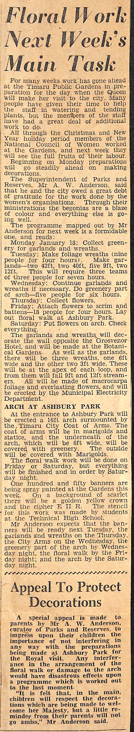 Floral Work Next Week's Main Task 