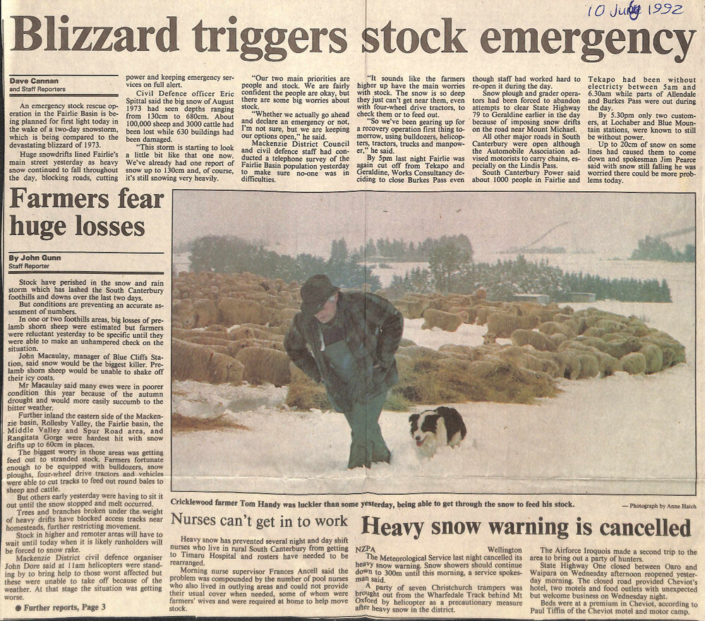 Blizzard triggers stock emergency / Farmers fear huge losses / Nurses can't get in to work