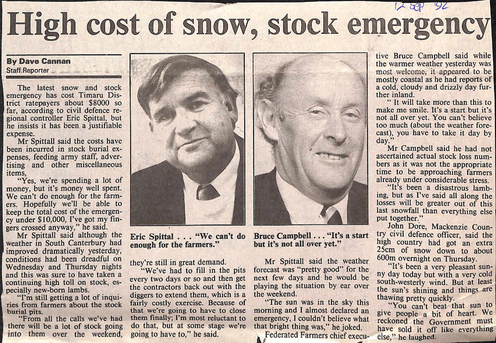 High cost of snow, stock emergency