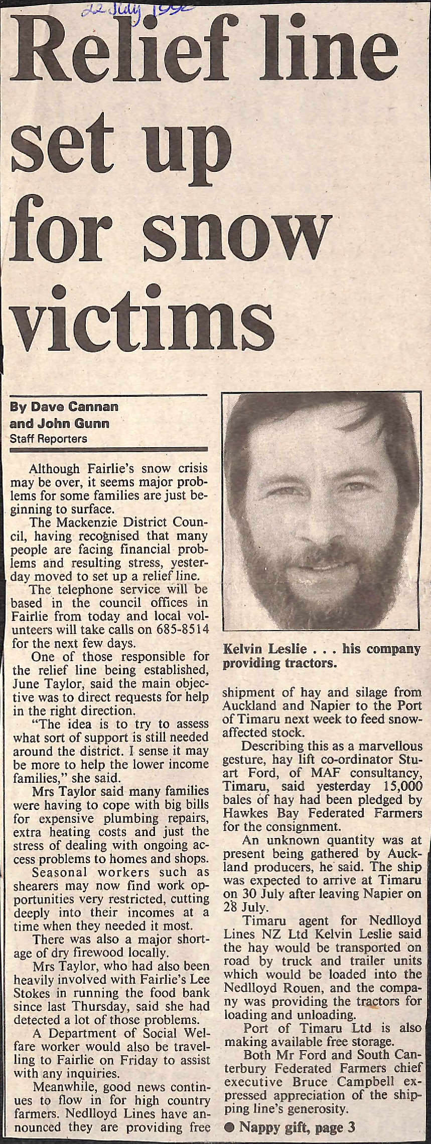 Relief line set up for snow victims