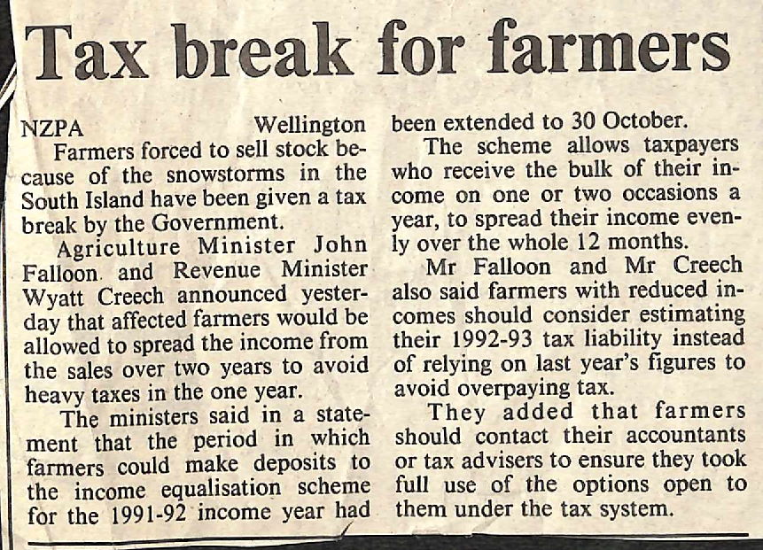 Tax break for farmers