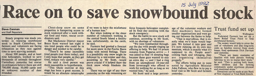 Race on to save snowbound stock / Trust fund set up