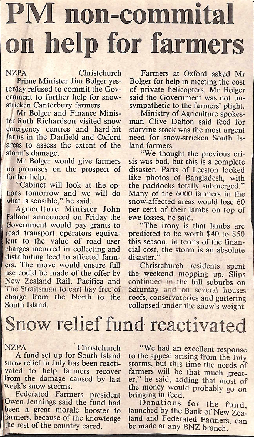 PM non-commital on help for farmers / snow relief fund reactivated