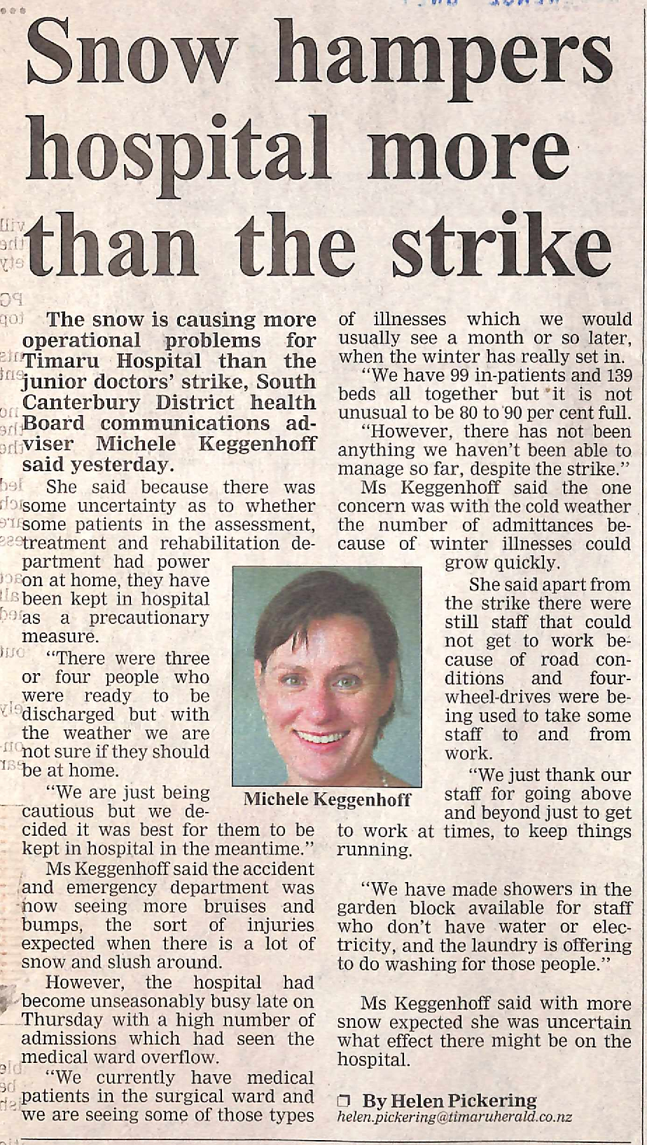 Snow hampers hospital more than strike