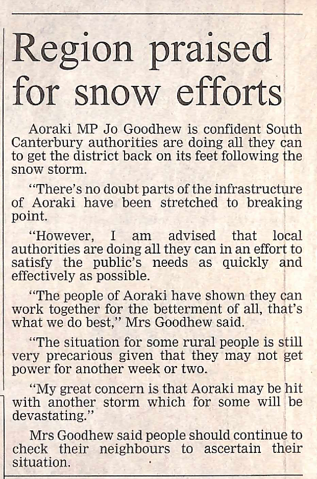 Region praised for snow efforts
