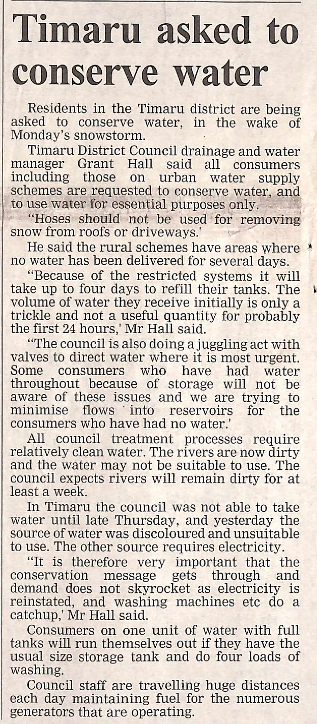 Timaru asked to conserve water