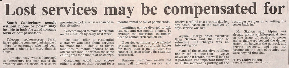 Lost services may be compensated for