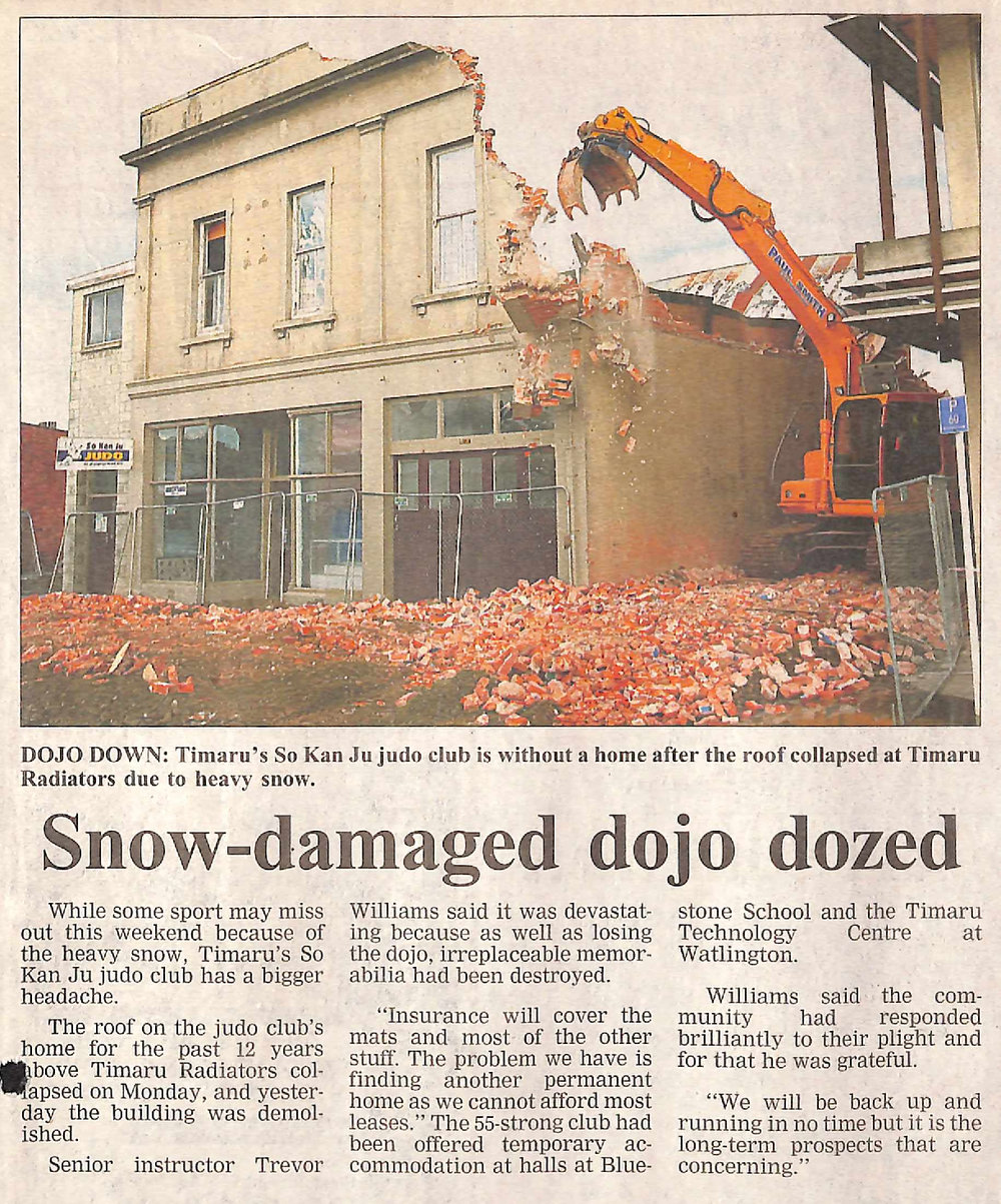 Snow-damaged dojo dozed