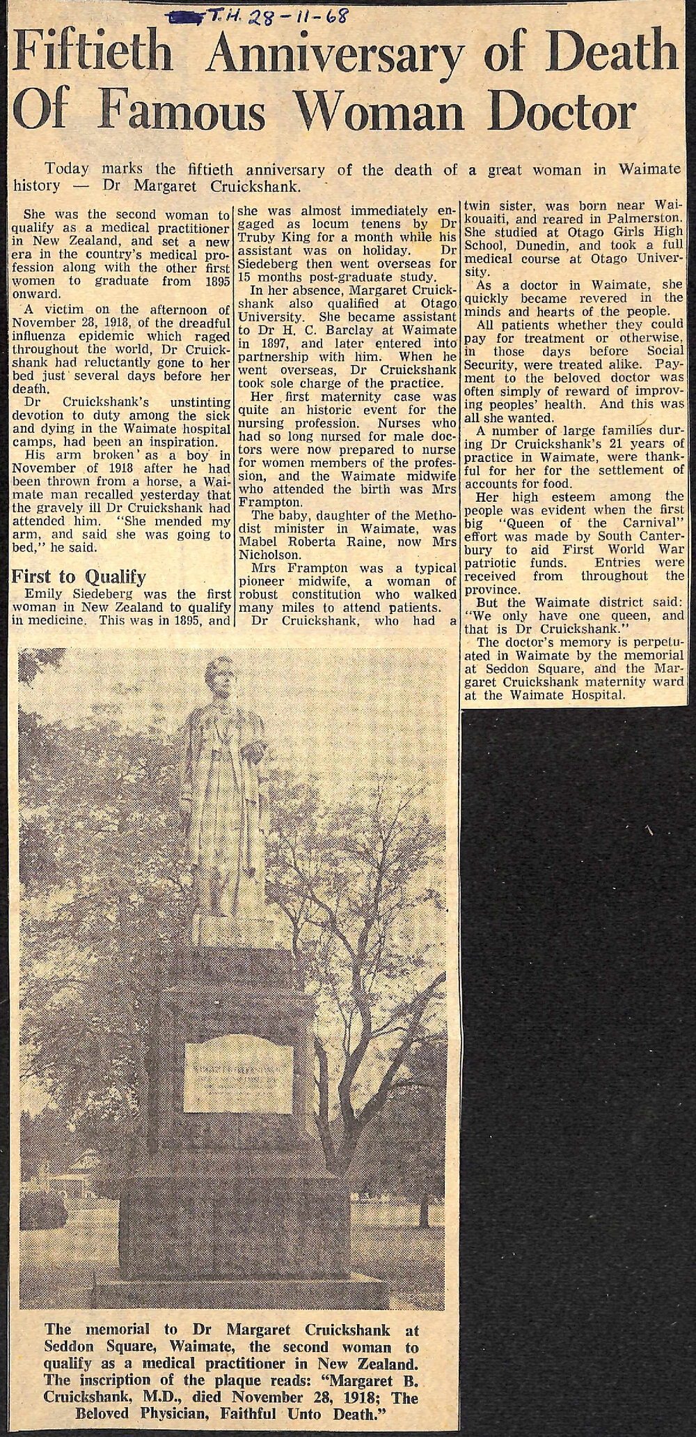 Fiftieth Anniversary of Death Of Famous Woman Doctor