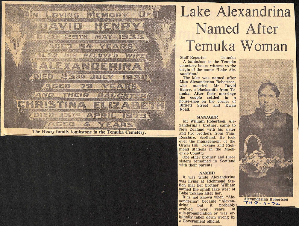 Lake Alexandrina Named After Temuka Woman