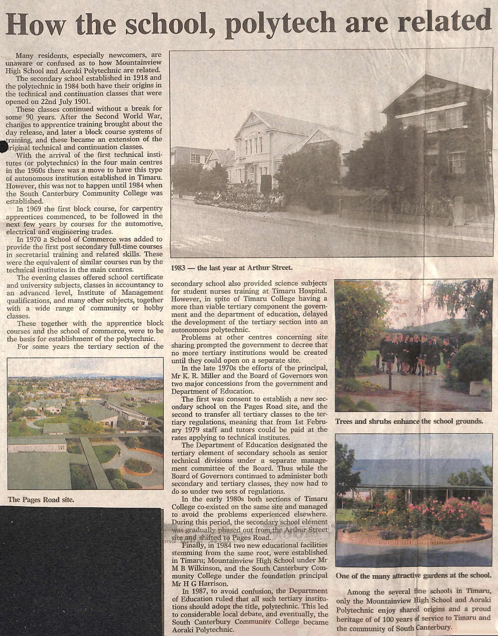 Timaru College/Mountainview High School Jubilee: How the school, polytech are related