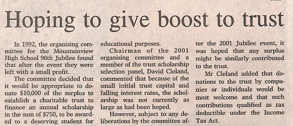 Timaru College/Mountainview High School Jubilee: Hoping to give boost to trust