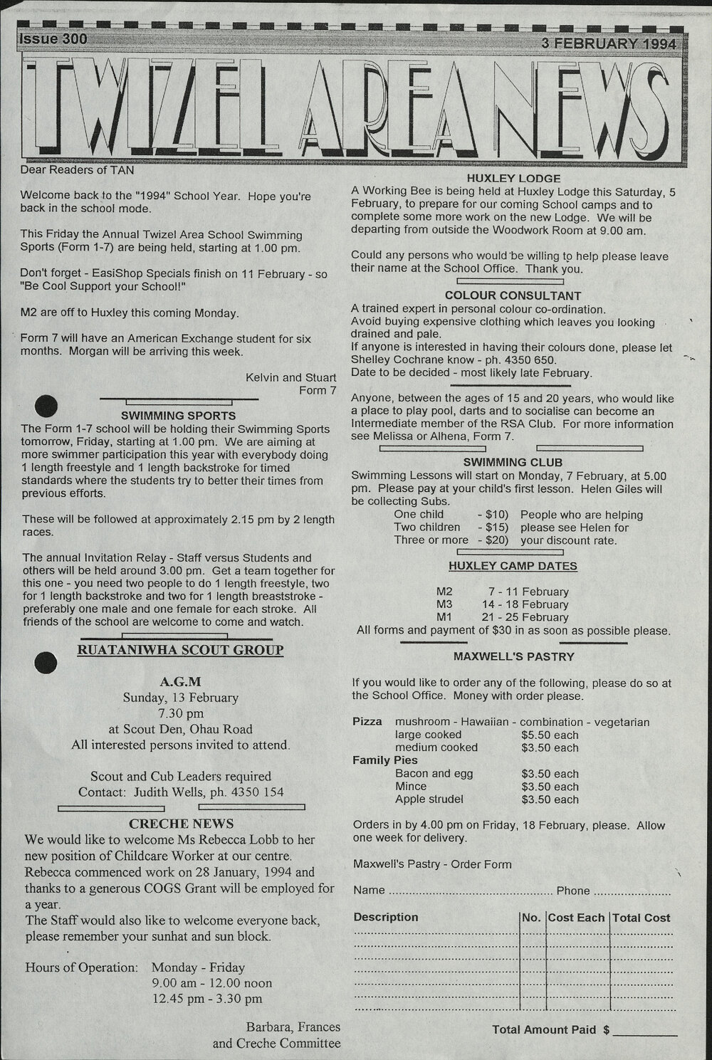 1994 Twizel Area News