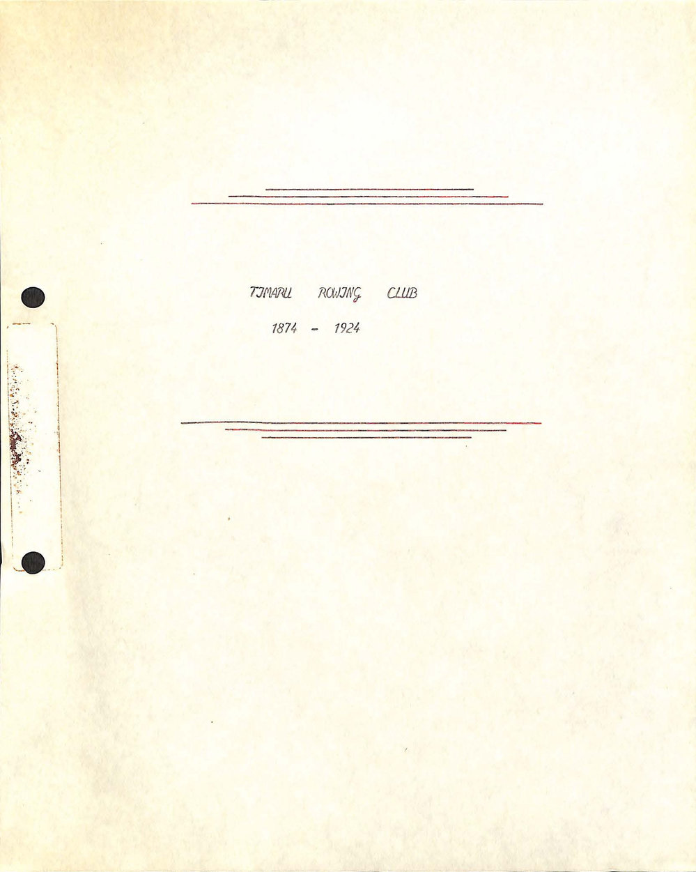 Timaru Rowing Club 1874-1924