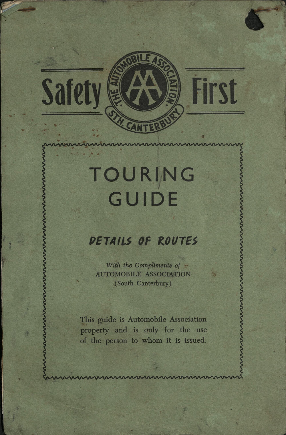 Safety first: Automobile Association Sth. Canterbury Touring Guide 