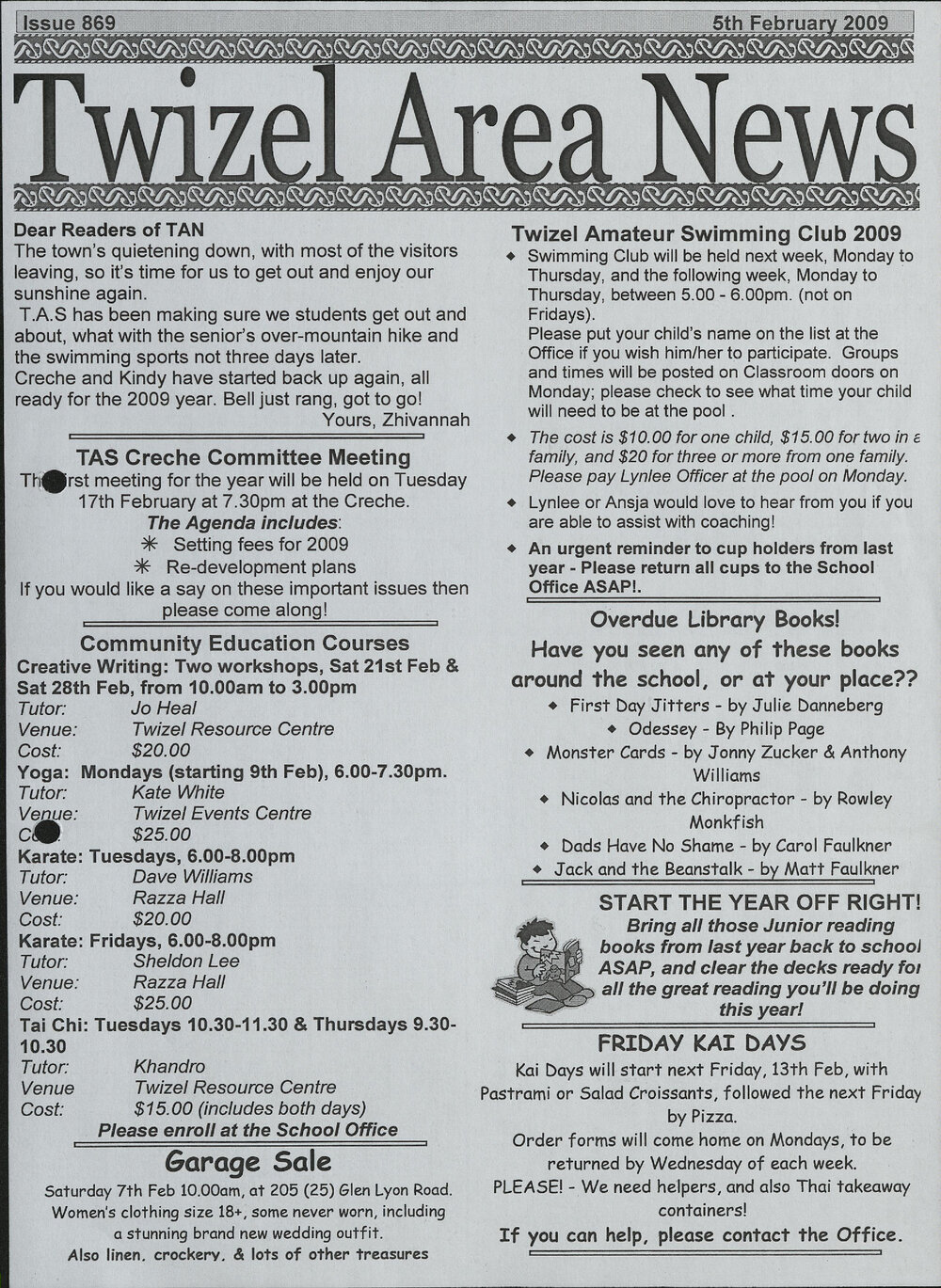 2009 Twizel Area News