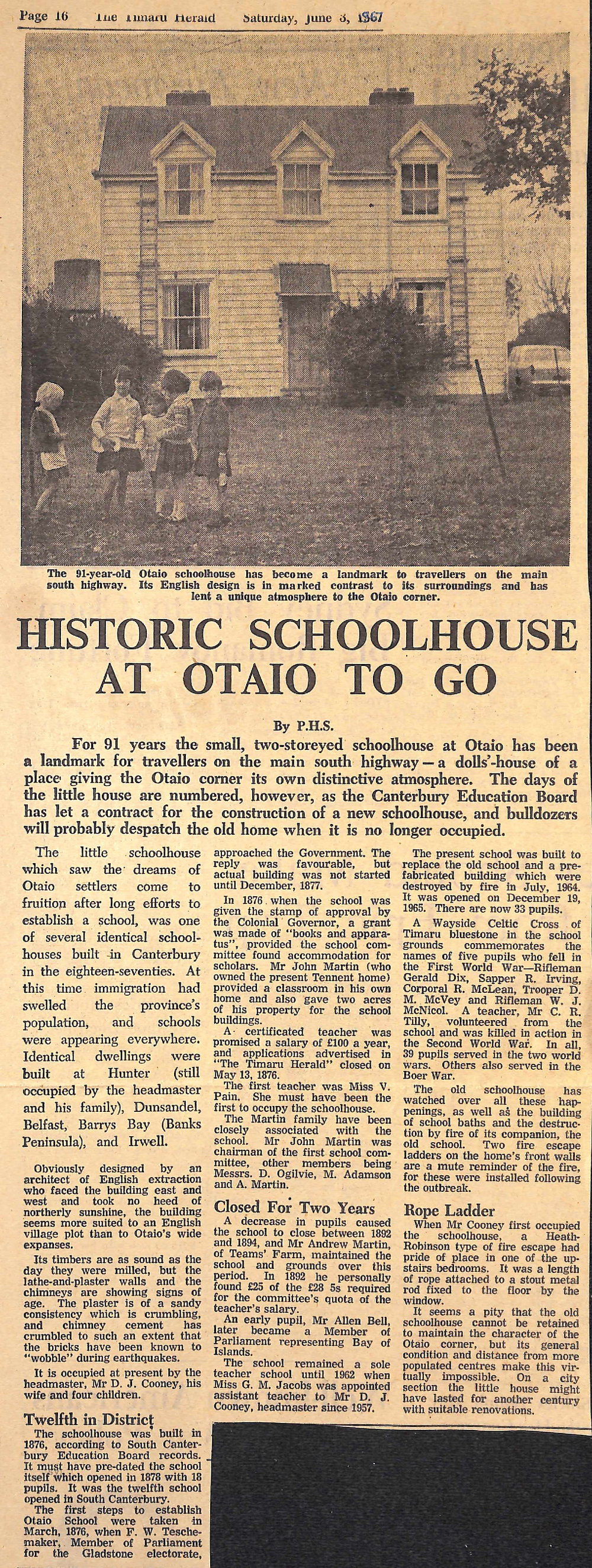 Historic Schoolhouse at Otaio to Go