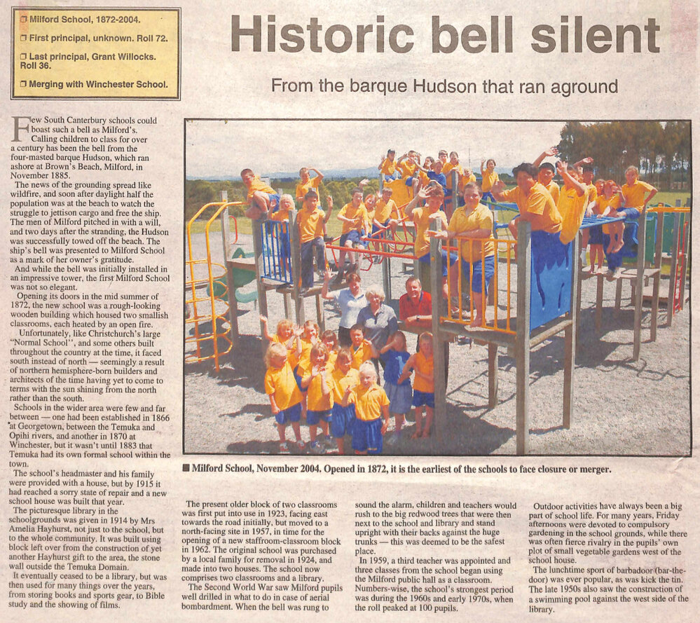 Historic bell silent: From the barque Hudson that ran aground