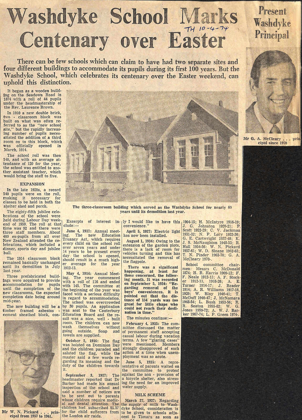 Washdyke School Marks Centenary over Easter