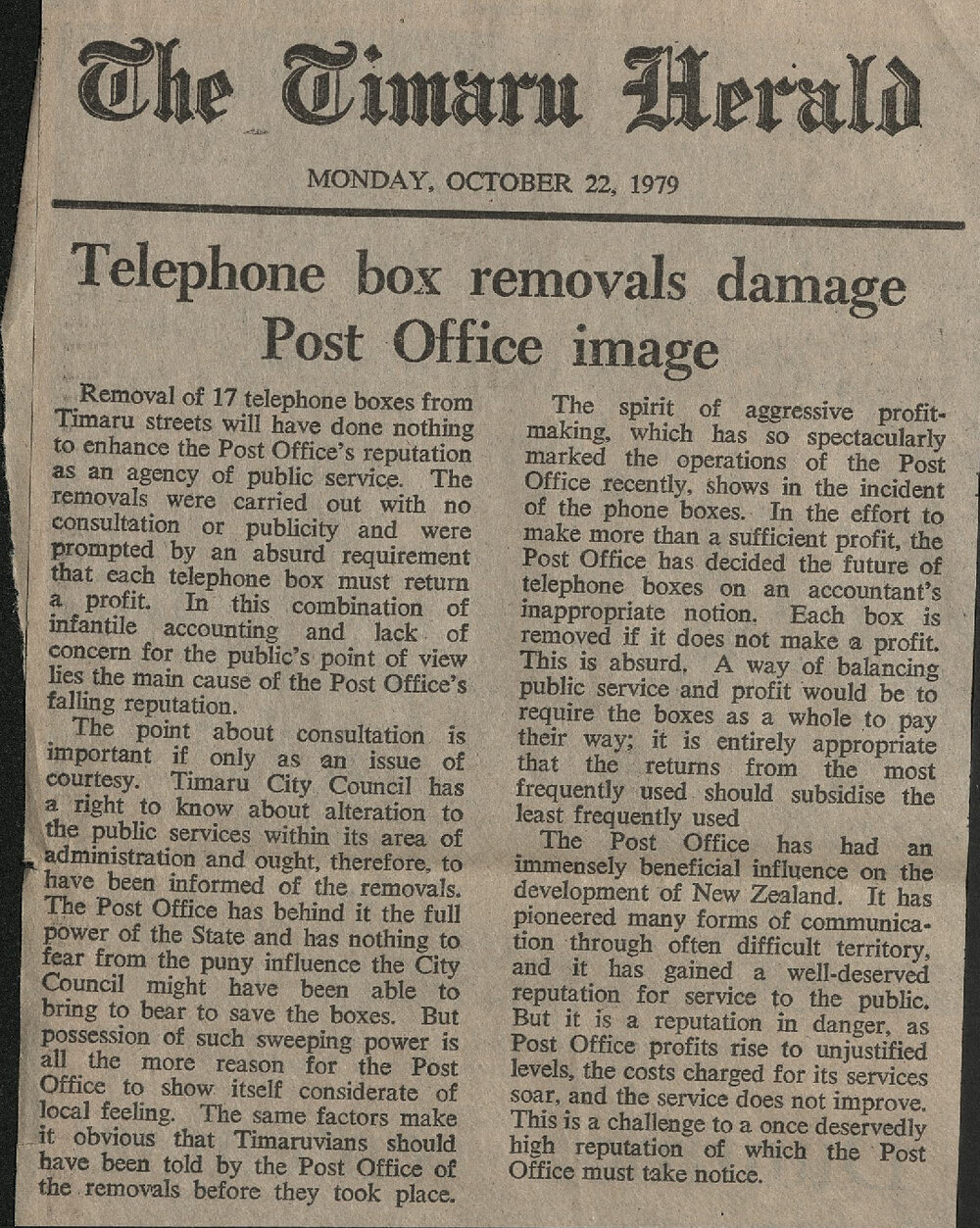 Editorial: Telephone box removals damage Post Office image