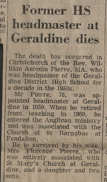 Former HS headmaster at Geraldine dies