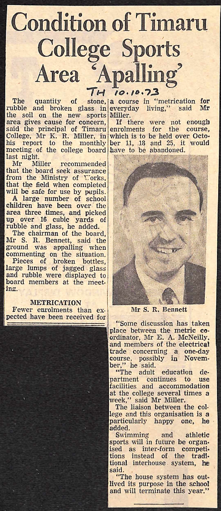 Condition of Timaru College Sports Area 'Apalling'