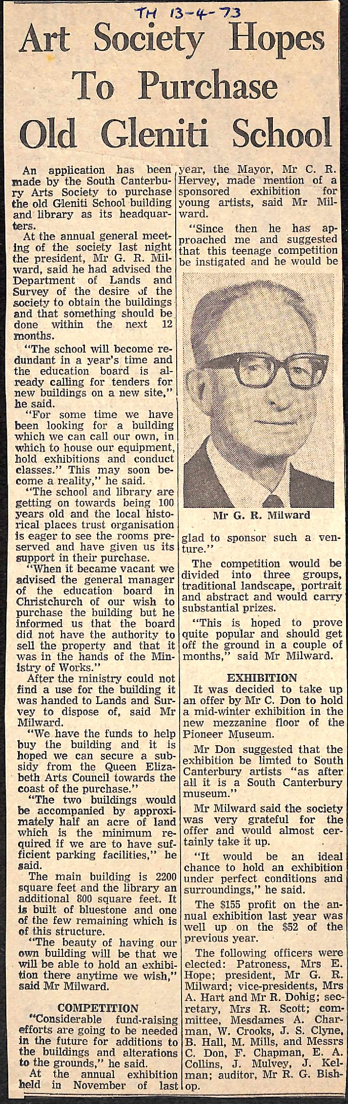 Art Society Hopes To Purchase Old Gleniti School