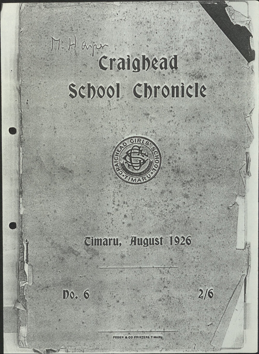 Craighead Diocesan School Chronicle no.6 1926