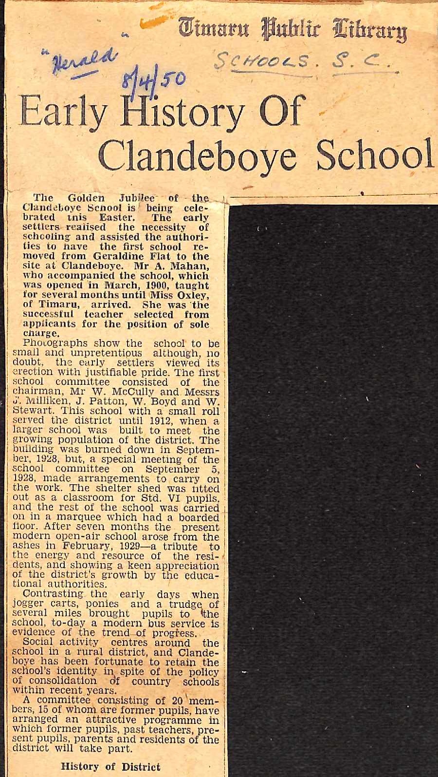 Early History Of Clandeboye School