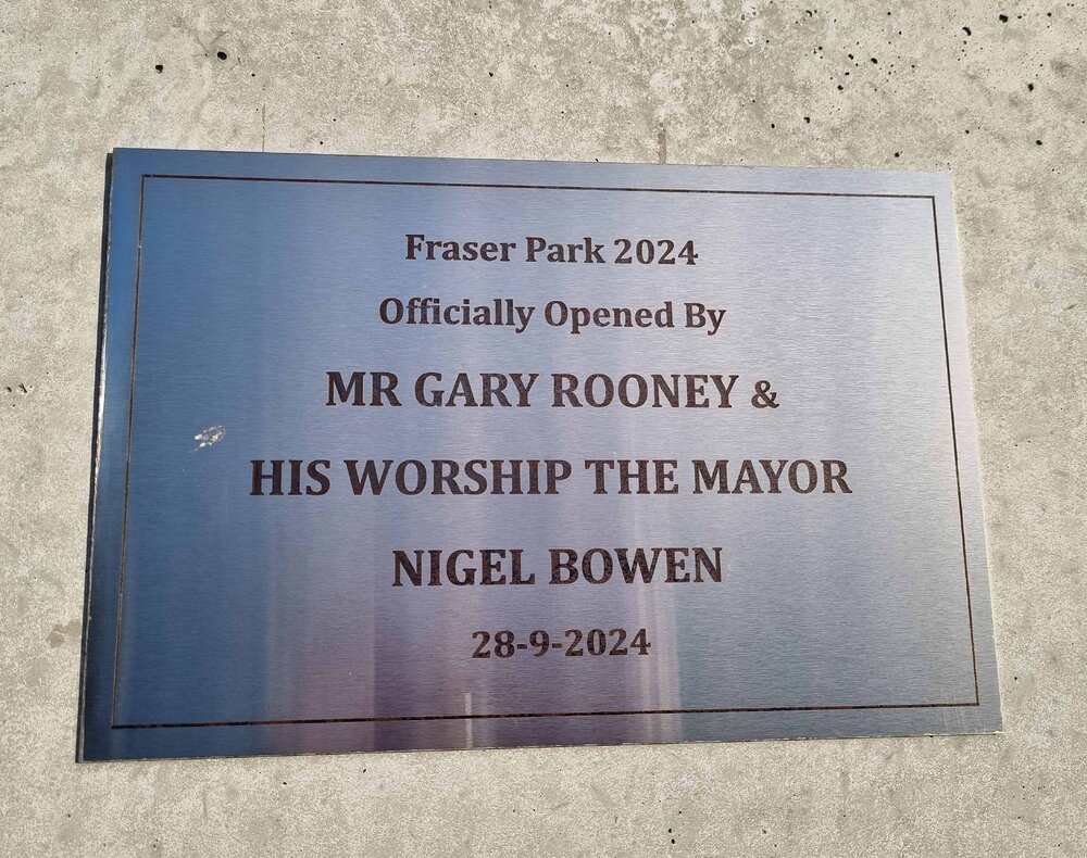Fraser Park 2024 official opening plaque