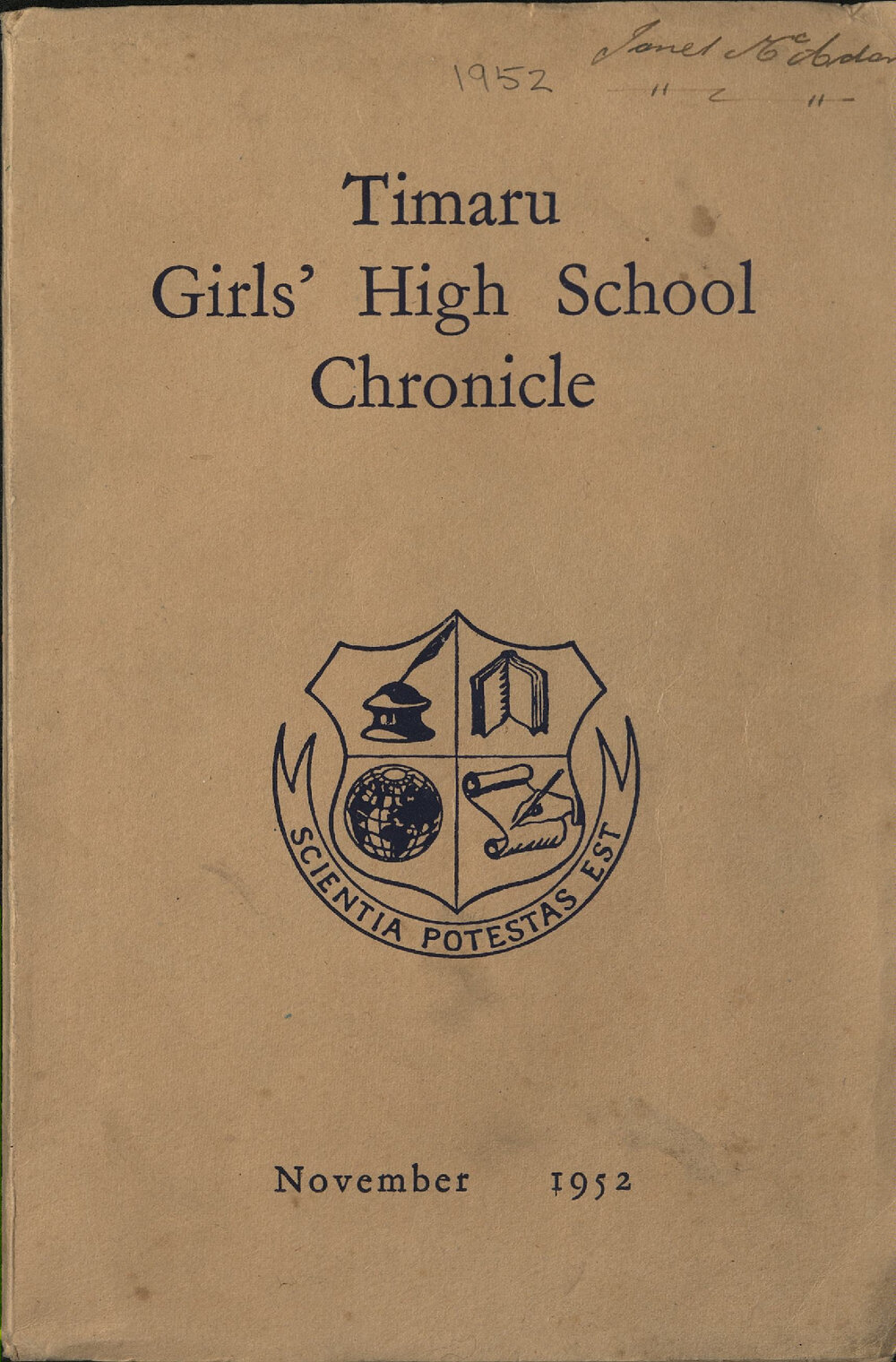 Timaru Girls' High School Chronicle 1952