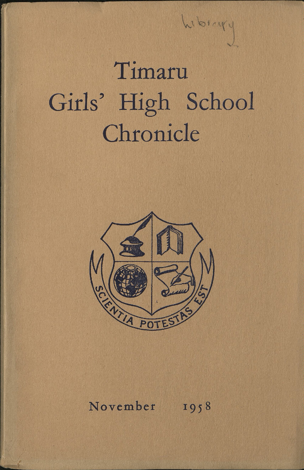 Timaru Girls' High School Chronicle 1958